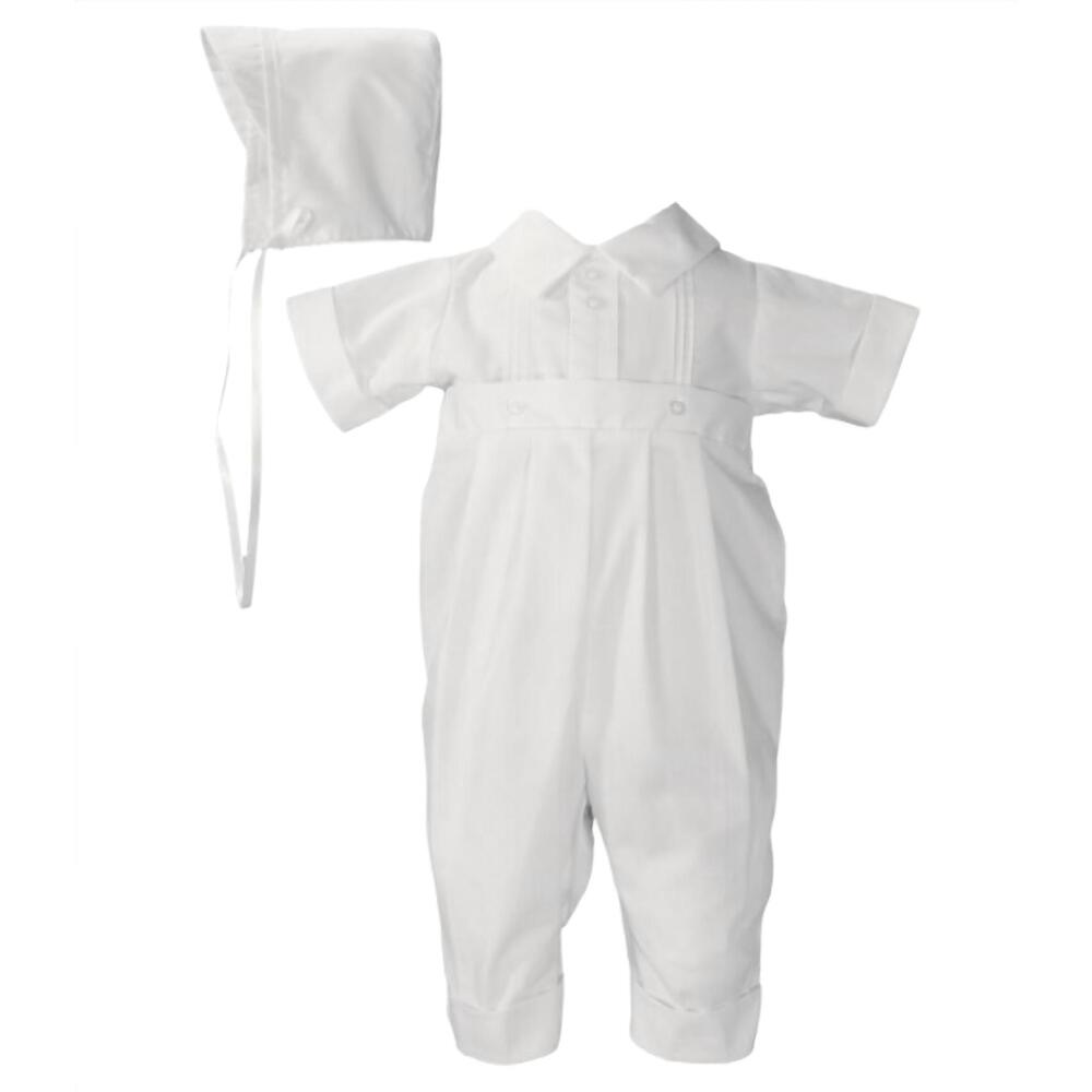 NEW LITTLE THINGS MEAN A LOT boys christening baptism coverall with pin tucking